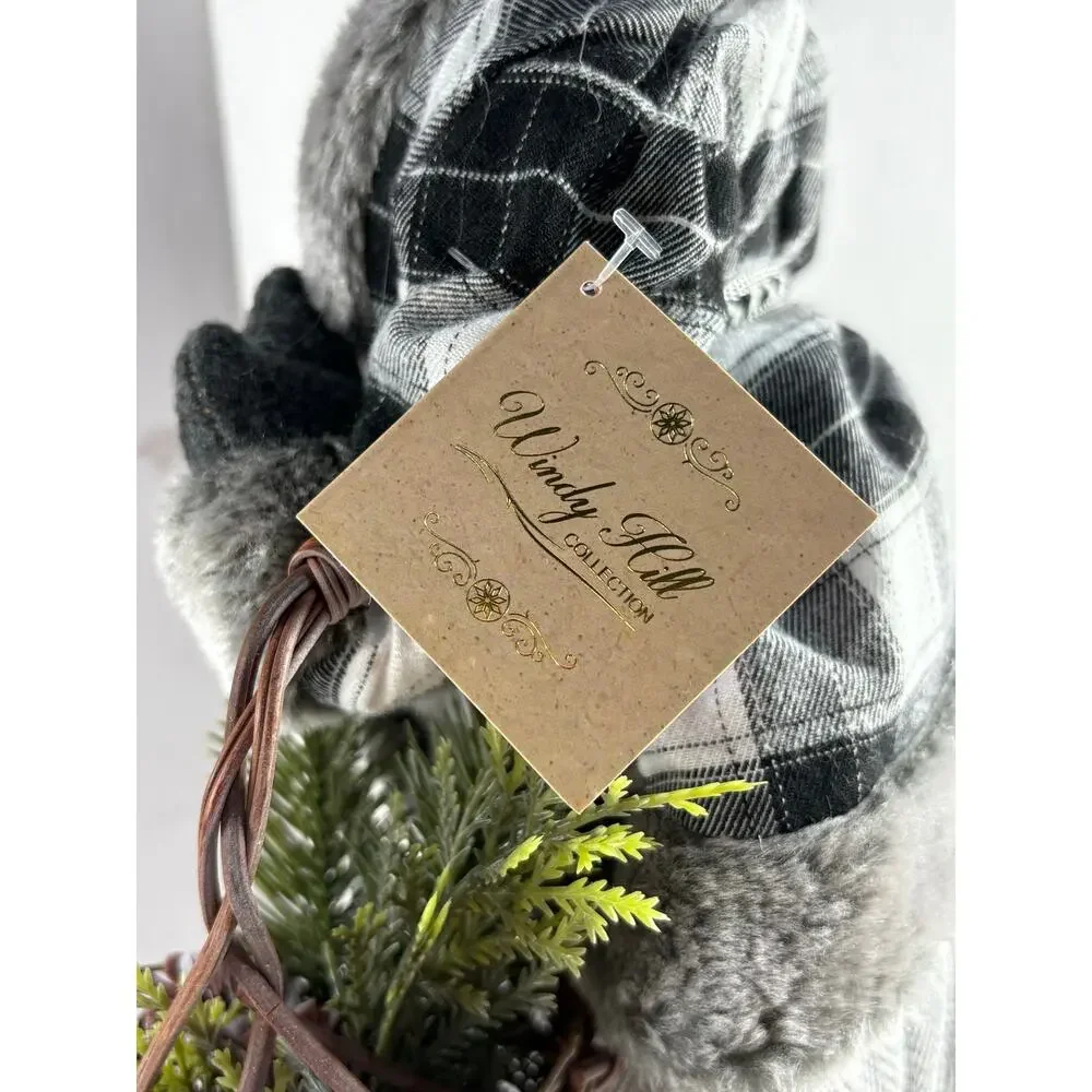 Windy Hill Collection black and white plaid checkered silver Mrs Claus NEW